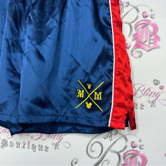Disney shorts silky satin nautical Mickey mouse embroidery bottom leg slits - Picture 2 of 7